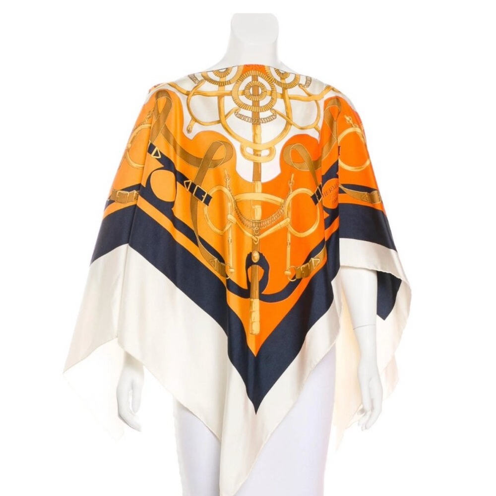 Hermes L’Eperon d’Or Silk Poncho